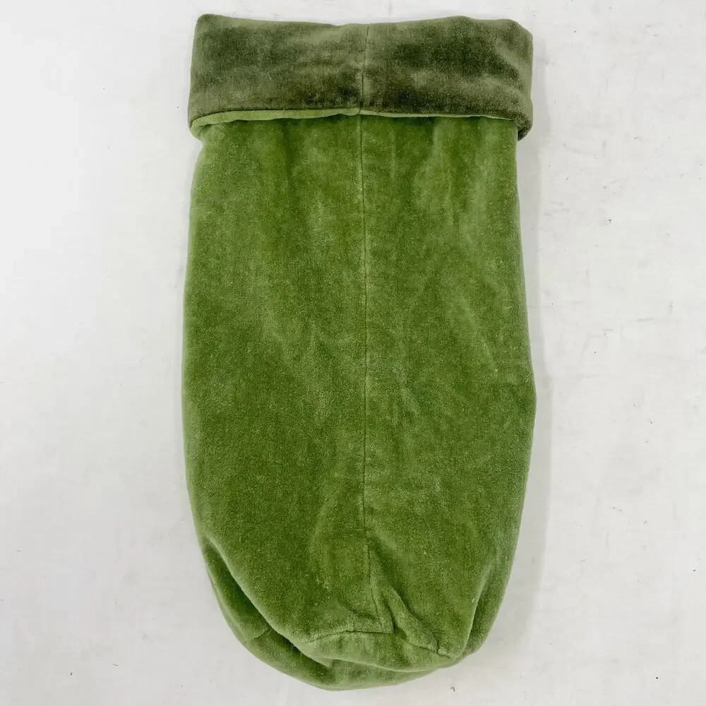 Pottery Barn Green Velvet Fabric Wine Bottle Holder Hostess Gift